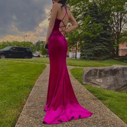 Pink Velvet Prom Dress