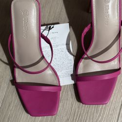 Women's Square Toe Two Strap High Heeled Sandal