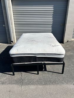 Full size Pillow Top Mattress with Metal Bed Frame