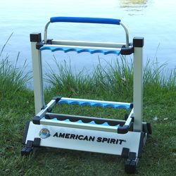 Portable 12 Rod Rack Fishing Pole Holder / Stand With Handle