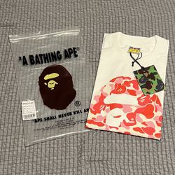 BAPE Big Head Pink/White Tee Size M