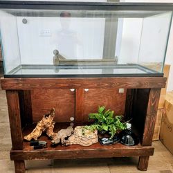 Reptile 75 Gallon Glass Aquarium with Custom Stand and Cage Setup