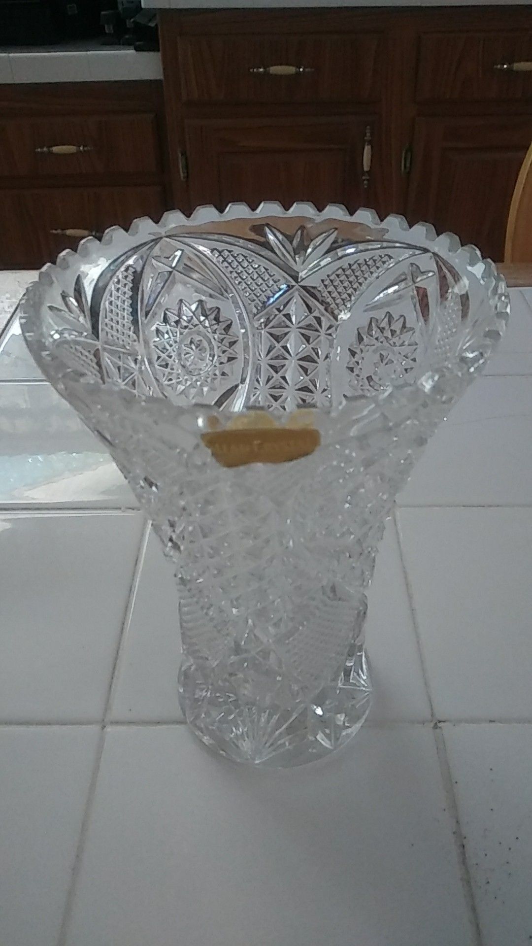 Genuine Hand Cut Crystal Vase