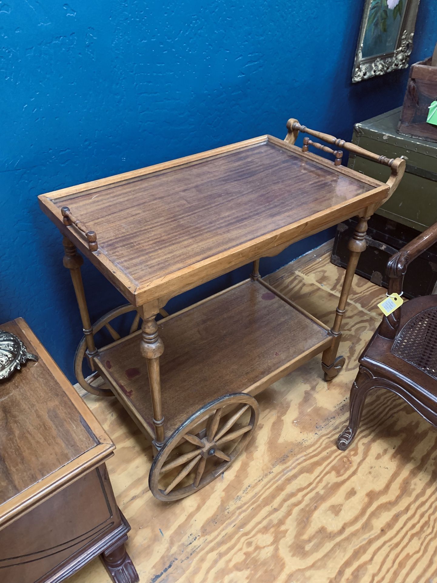 Antique Tea Cart w/ Glass Tray