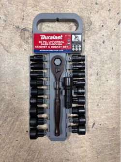 Duralast 20 piece universal ratchet and socket set