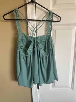 Lucky Brand Mint Green Crochet- Strap Flowy Tank