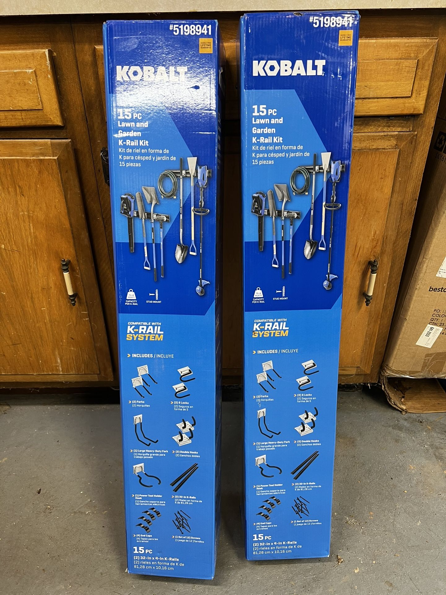 2X Kobalt 15-Piece 32-in Black, Grey PVC Garden Tool Storage Rail System for Garage Organization