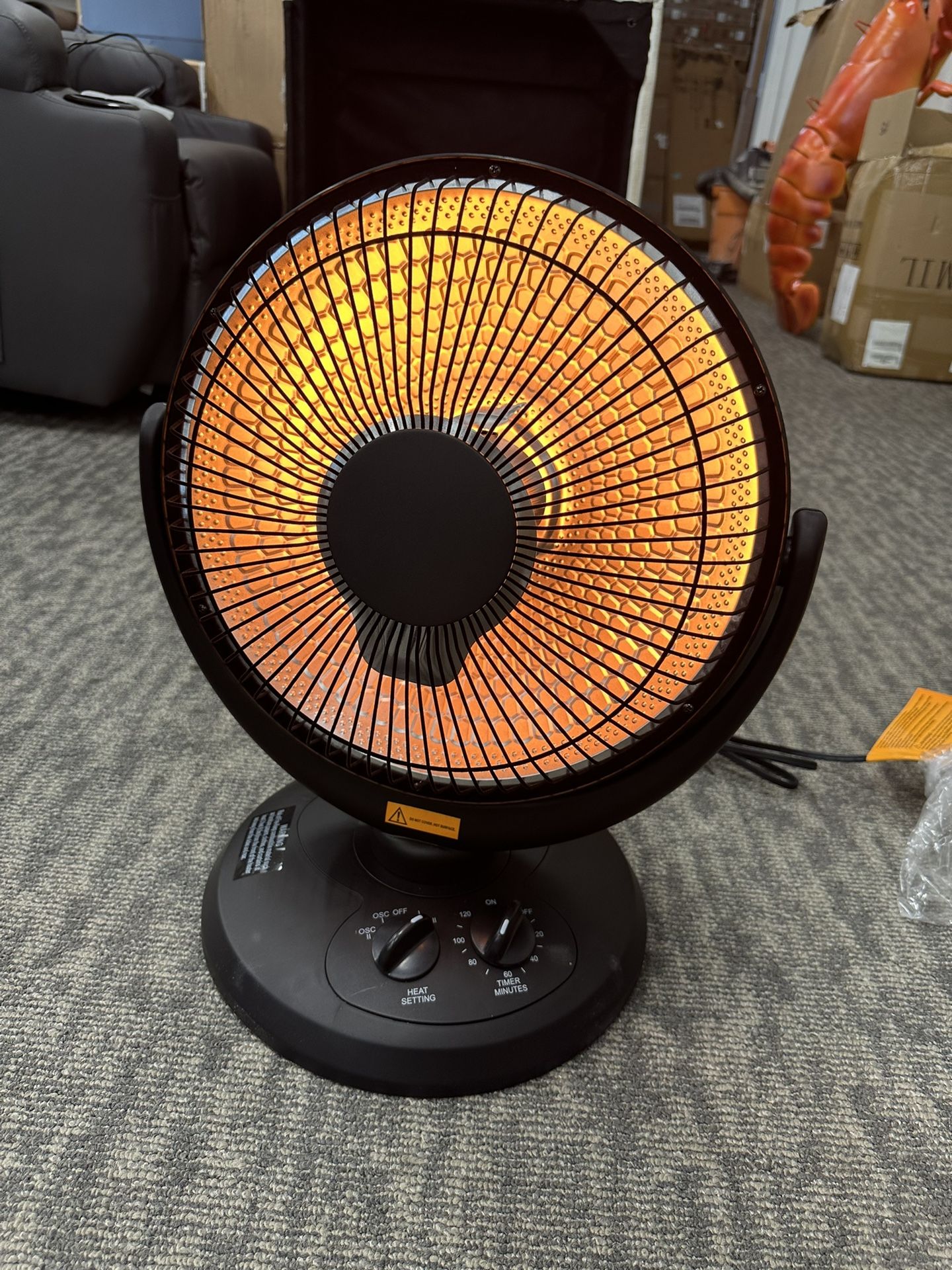 14" 800-Watt Electric Space Dish Heater, Black