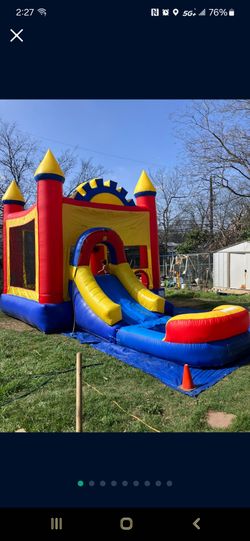 Moonbounce with waterside attachment