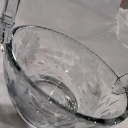 Antique Heisey Etched Crystal Basket
