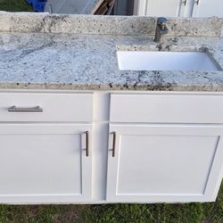Bathroom Vanity With Granite Countertop and Backsplash 50"