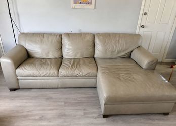 Genuine Leather L-Shape Sectional Sofa with Chaise