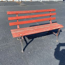 Vintage wood and iron outdoor bench