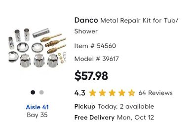 Shower trim repair kit