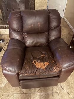Leather reclining large brown chair