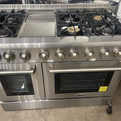 Thor 48” Dual Fuel Range 6 Burners With Griddle Stainless Steel