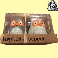 Tag Salt And Pepper Shakers Owls Kitchen Dining Kitchen 3D Figural Ceramic