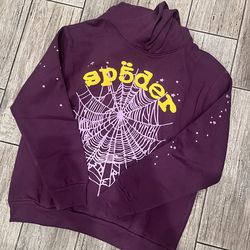 Sp5der purple web hoodie