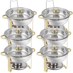 Set of 6 Chafing Dishes Buffet 5 Qt Stainless Steel Buffet Set for Cafeteria
