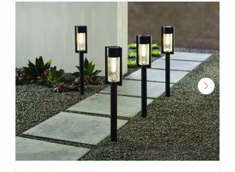 Clermont 15 Lumen Black LED Weather Resistant Outdoor Solar Path Light with Glass Lens (4-Pack