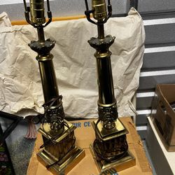 Solid Brass Heavy Older Library Lamps Excellent Quality Collectors Item