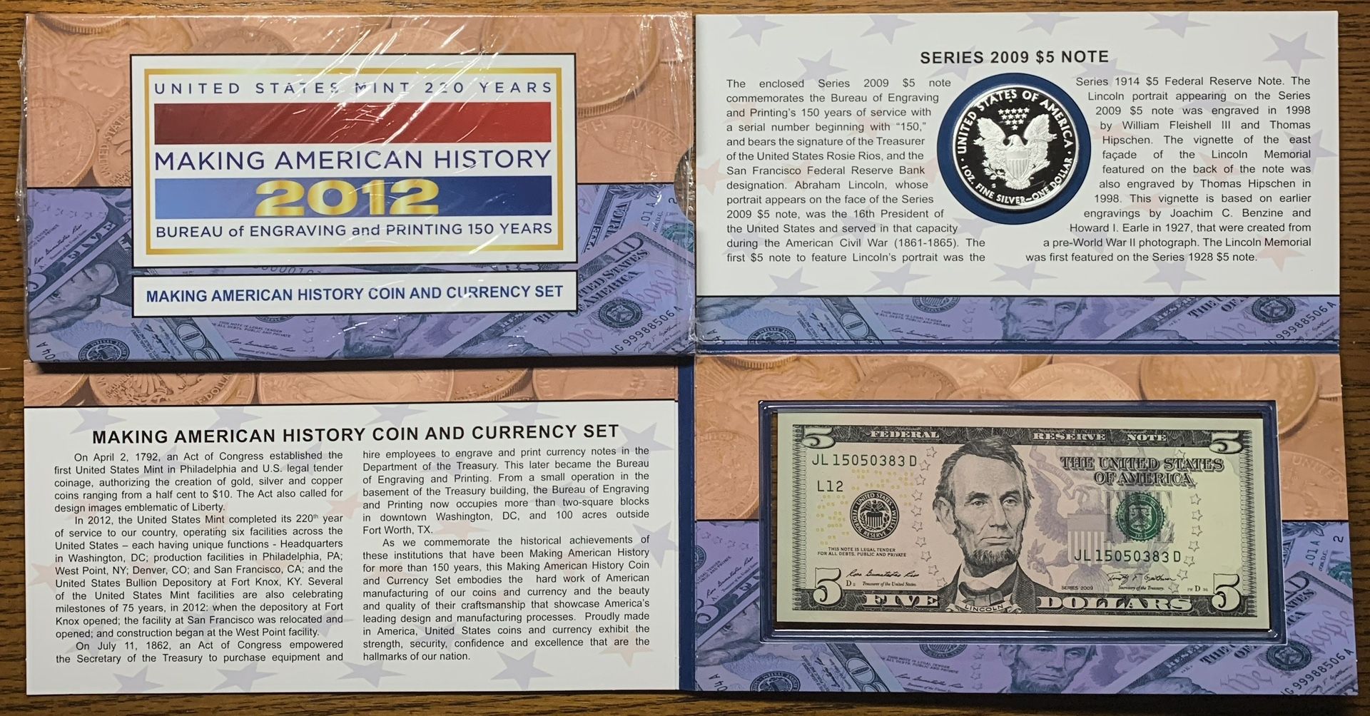 2012 U.S. Mint "Making American History" Coin & Currency Set
