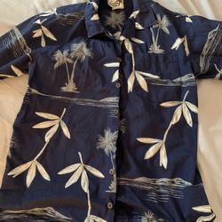 Hawaiian Shirt Shirts Palm Tree Blue Color Size S Small 100% Cotton 