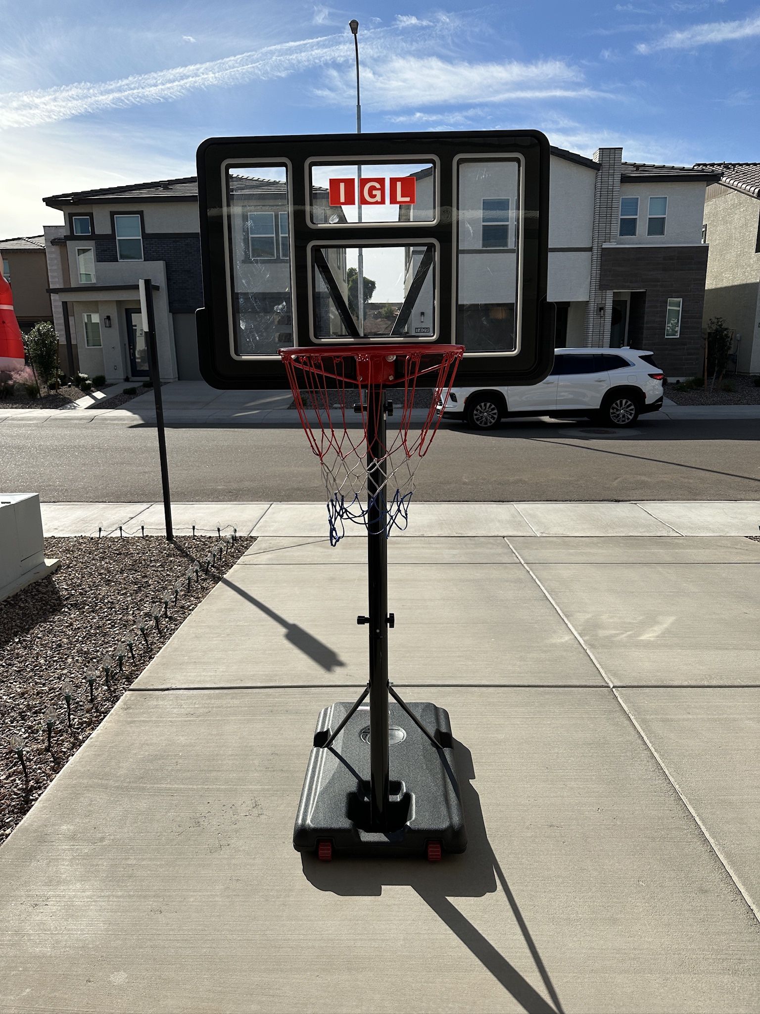 IGL Portable Basketball Hoop, 5.6-10FT Adjustable Basketball Goal System, 44 Inch Outdoor Basketball