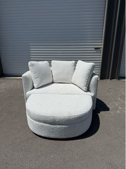 Oversized Accent Chair w/ Ottoman + Storage