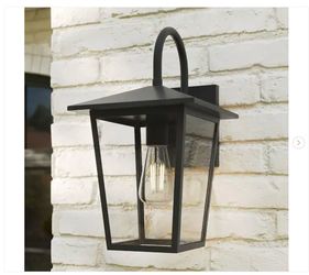 Hampton Bay Rosebrook 16 in. 1-Light Black Outdoor Hardwired Wall Lantern Sconce - New