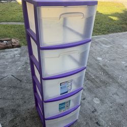 Sterlite Tall Storage Drawer Purple  Bins 