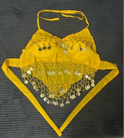 Yellow Belly Dance Coin Bra Top