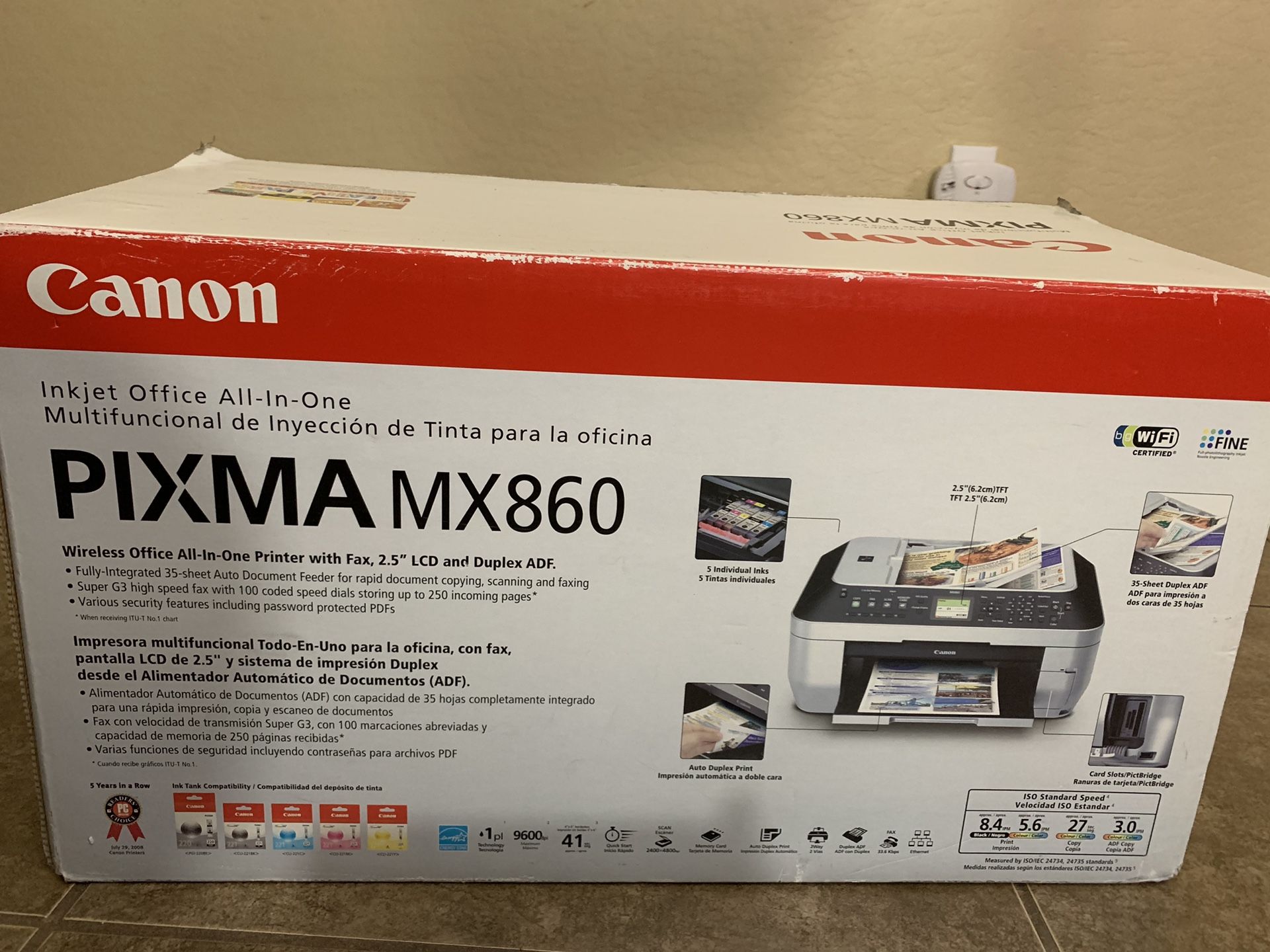 Canon Pixma MX860 wireless all in one COLOR printer/scanner with fax machine