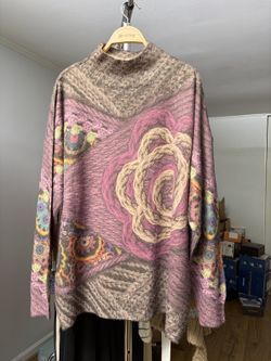 Women's Artistic Print Mock Neck Sweater, One Size (Fits 110-160 lbs)