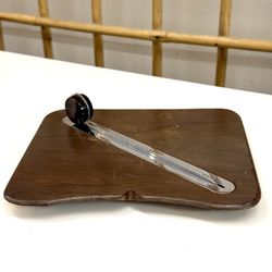 Vintage Stock Ticker Tape Ribbon Cutter – Walnut Base & Metal Blade, 1950s–70s