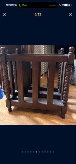 Vintage Wood Magazine Rack Stand