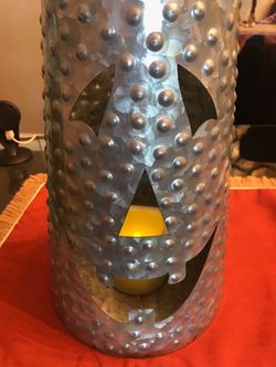 HALLOWEEN 18” Tall Metal Jack-O-Lantern Battery Operated Candle Lantern