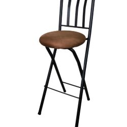 Indoor Slat Back Design Metal Folding Stool with Foot Rest And Microfiber Seat
