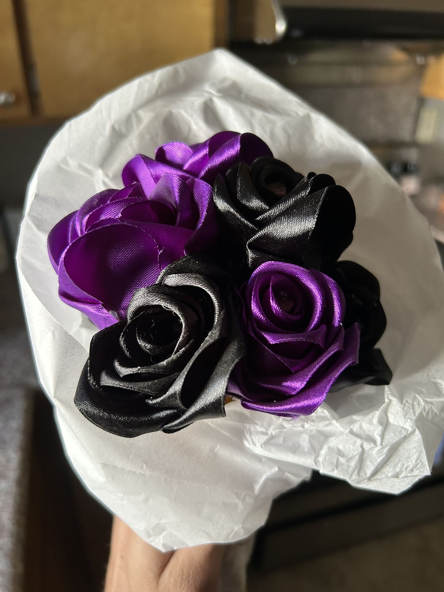 Black and Purple 9 Flower Bouquet