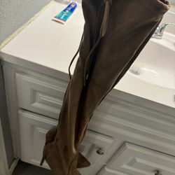Cute Beige Thigh High Boots 