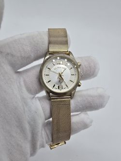 US Polo Assn Gold Tone Mesh Band White Dial Analog Quartz Wristwatch