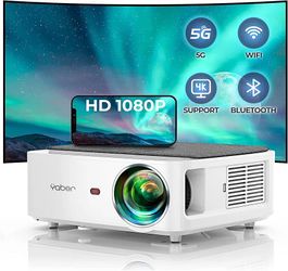 YABER V6 WiFi Bluetooth Projector 7500 Lux Full HD Native 1920×1080P Projector, 4P/4D Keystone Correction Support 4k&Zoom, Portable Wireless LCD LED H