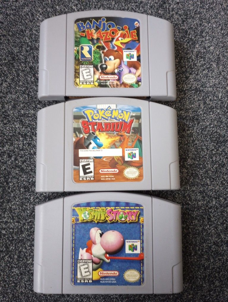 Banjo Kazooie Pokemon Stadium Yoshi Story Nintendo 64 N64 Video Games 