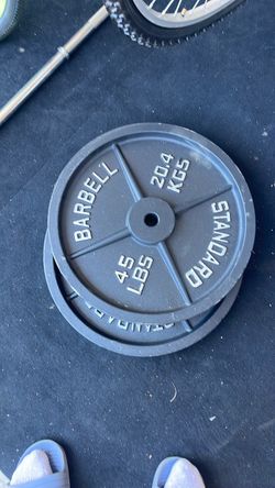 Cast iron weights and barbell