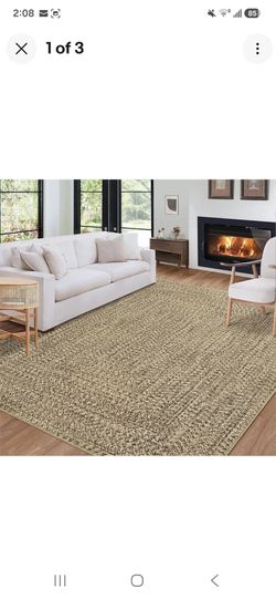 Garvee Beige 8x10 Washable Rug Non Slip