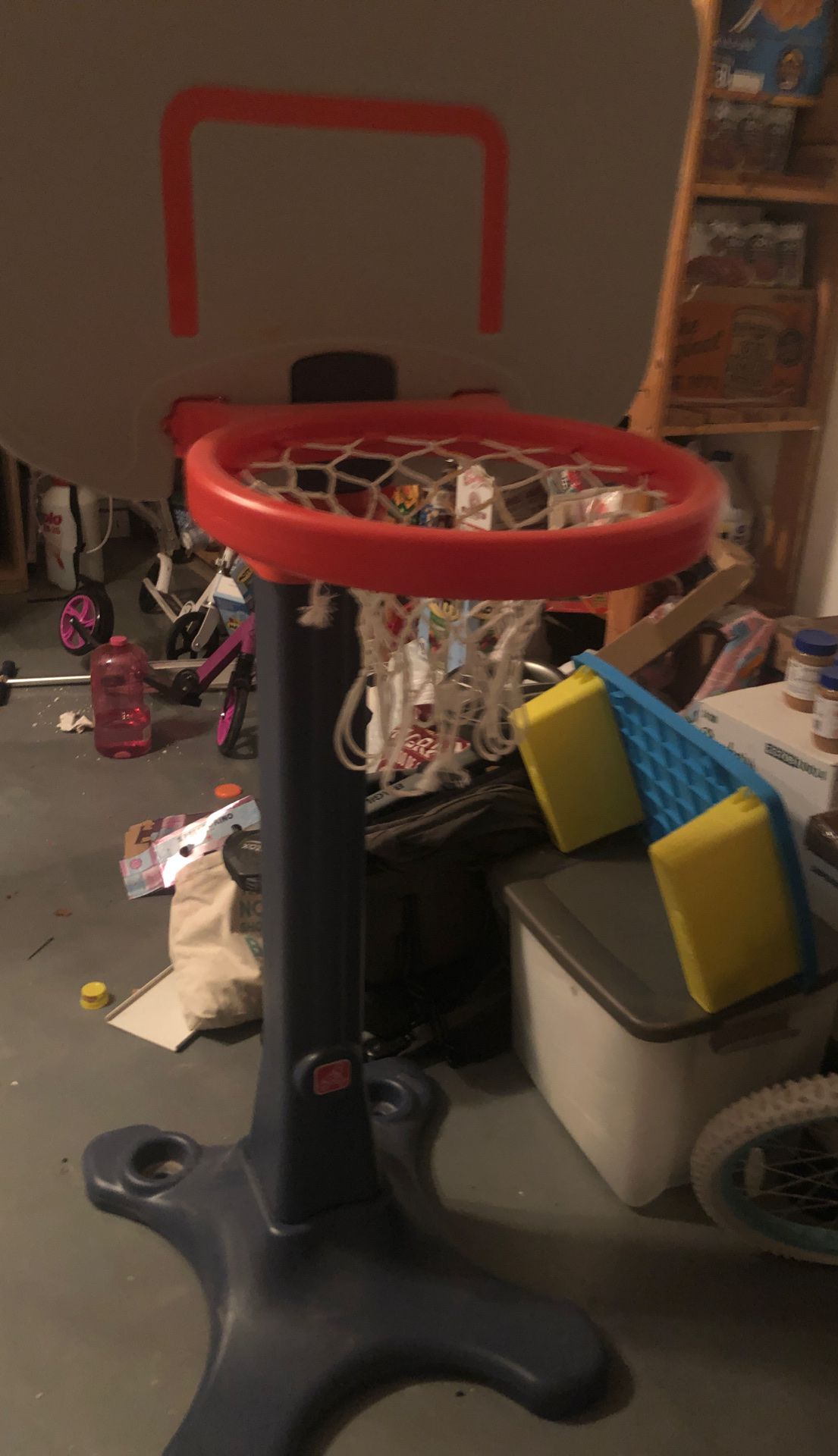 Adjustable indoor basketball hoops with jnflatable ball