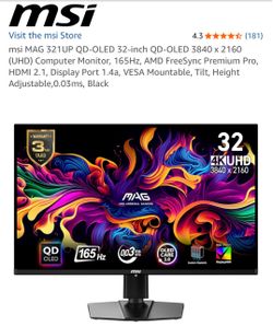 MSI MAG 321UP 32-Inch 4K QD-OLED Gaming Monitor
