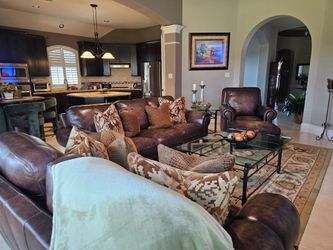 Premium 4-Piece Genuine Leather Living Room Set -Priced to sell $1000 or Best Offer