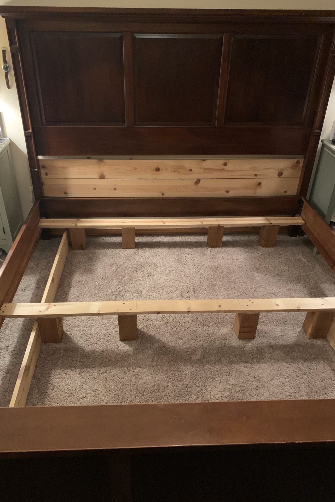 Cherry Wood King Bed Frame with Matching Chest of Drawers