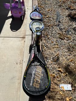 Tennis rackets and balls